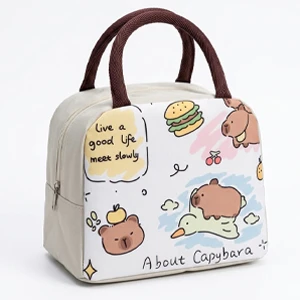 Kids’ Cartoon-Themed Insulated Thermal Lunch Bag, with Aluminum Inner Layer for School, Picnics and Travel, Creamy (D0-4)